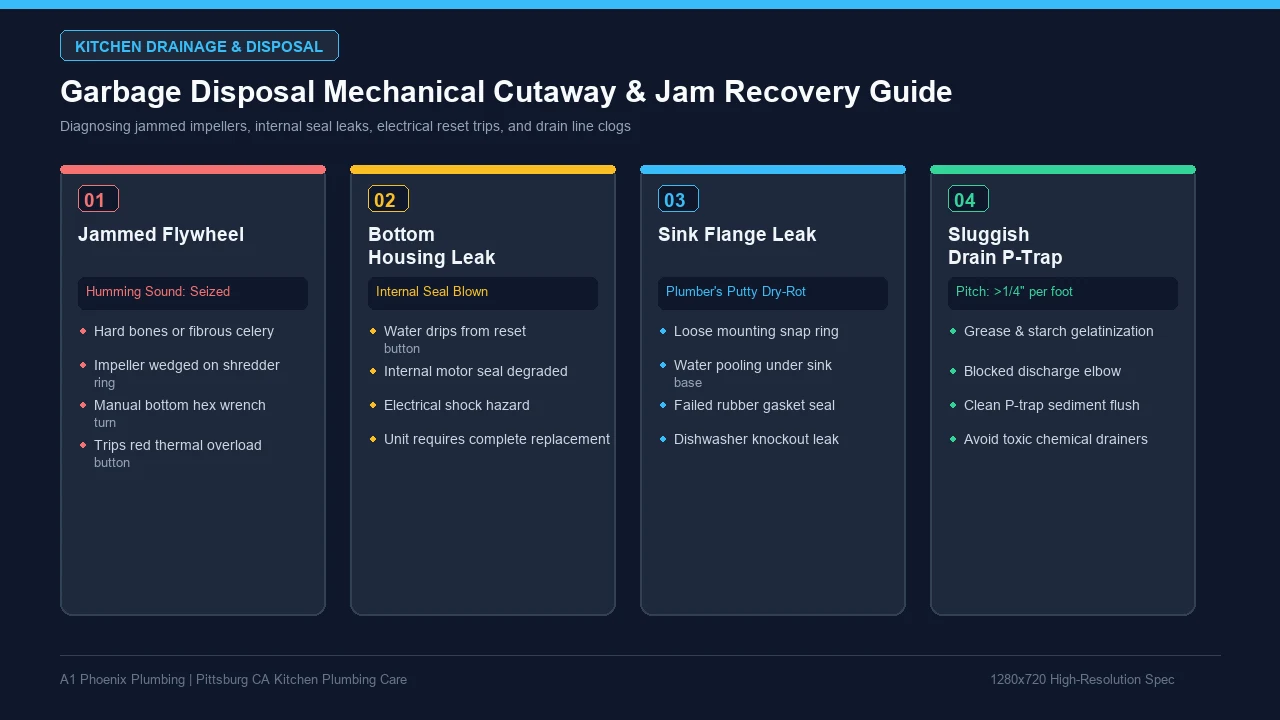 Garbage Disposal Mechanical Cutaway & Jam Recovery Guide